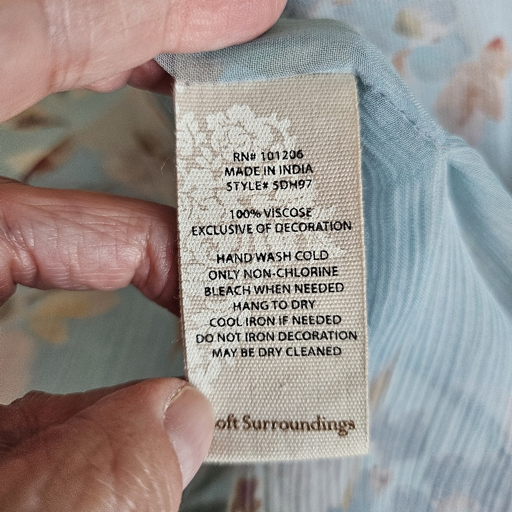 Soft Surroundings Womens Kimono one size sheer blue, pink coral Designer… - Picture 5 of 7